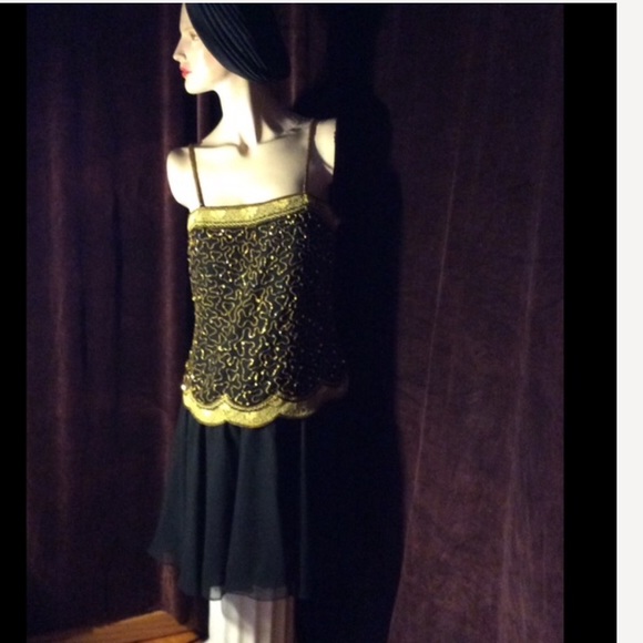 Vintage Dresses & Skirts - VtgSpaghetti strap drop waist retro dress